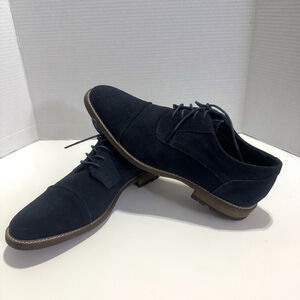 New Carlo Morandi Tony Oxford Suede Leather Shoes Size:10D Men DeepNavy Cap Toe